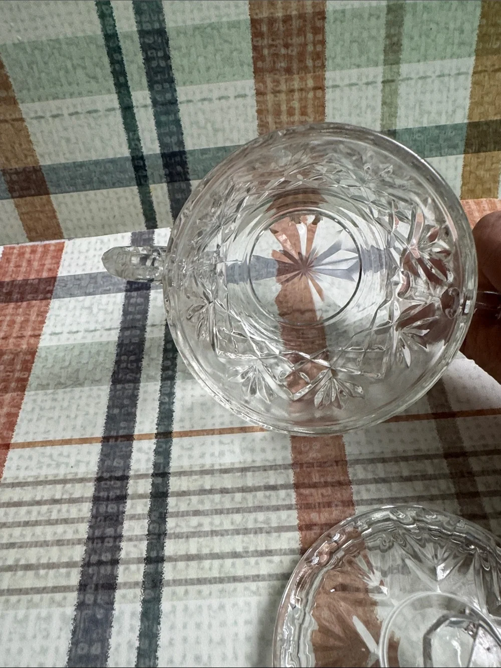 Anchor Hocking Clear Pressed Glass Creamer and Covered Sugar Set